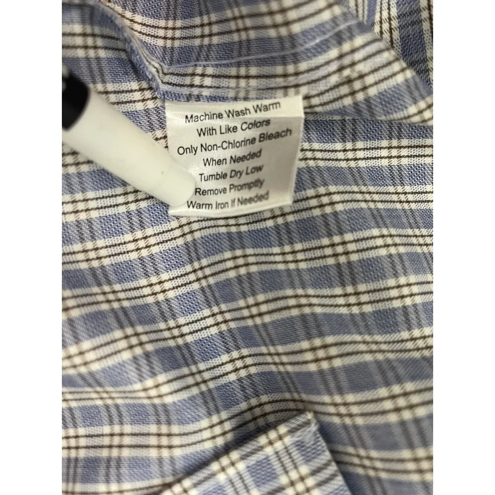 Jos A Bank Reserve Mens Dress Shirt Egyptian Cotton Blue Plaid Size 17/35‎ - Picture 5 of 8